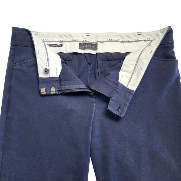 Talbots Womens Hampshire Ankle Trouser Pants 12P Navy Blue Button Cuff Stretch - Picture 7 of 13
